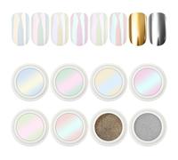 AIMEILI Polvere Unghie Effetto Perla 8 Colori Chrome Powder Nails Gold Silver Pigmento Aurora Unghie Pearlescent Pigment Powder Glitter Nail Art