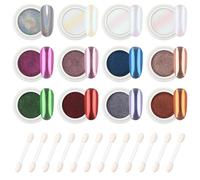 AIMEILI Polvere Unghie Effetto Perla Specchio 12 Colori Chrome Powder Nails Gold Mirror Effect Pearlescent Pigment Powder Glitter Nail Art - 2