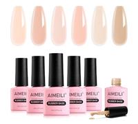 AIMEILI Rubber Base Gel Smalto Semipermanente Colori Rosa Nude per Unghie in UV LED Soak Off Gel Nail Gel Polish Set 45,6x8ML