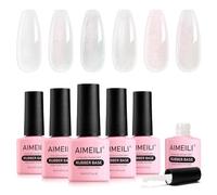 AIMEILI Rubber Base Gel Smalto Semipermanente Colori Rosa Nude per Unghie in UV LED Soak Off Gel Nail Gel Polish Set 52,6x8ML