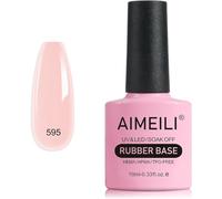 AIMEILI Serie Rosa Rubber Base Gel, Nude Rosa Smalto Semipermanente per Unghie, Elastic Base Rubber Gel UV/LED Soak Off Gel Nail Polish - Bello Denso e Autolivellante - (595) 10ml