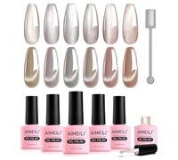 AIMEILI Smalto Cat Eye Semipermanente per Unghie Set Smalto Magnetico in Gel Lampada UV LED Unghie Nail Polish Gift Set 58, 6x8ML