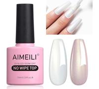 AIMEILI Smalto gel top coat con glitter perla, micro aurora, smalto gel trasparente, non si asciuga con lampada UV o LED, per nail art, lucida e lunga durata, 10 ml, 007