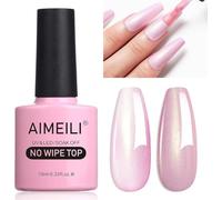AIMEILI Smalto gel top coat con glitter perla, micro aurora, trasparente, non si asciuga con lampada UV o LED, per nail art, lucida, lunga durata, 10 ml, 008