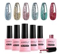 AIMEILI Smalto Semipermanente Glitter Gel Unghie Kit Super Shine Semipermanenti Colorati in Gel Soak Off UV LED Gel Nail Polish per Manicure Set 56, 6x8ML
