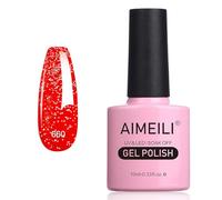 AIMEILI Smalto Semipermanente in Gel UV LED Smalto per Unghie Kit Smalti Semipermanenti Soak off Gel Colori per Manicure - Glitter Rosso Natalizio (660) 10ml