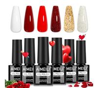 AIMEILI Smalto Semipermanente Natale 6 Colori Gel Unghie Rosso Natale Smalto Semipermanente Unghie Soak Off Smalti Gel Colorati Nail Art 5ml Christmas Kit 6-113