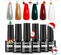 AIMEILI Smalto Semipermanente Natale 6 Colori Gel Unghie Rosso Natale Smalto Semipermanente Unghie Soak Off Smalti Gel Colorati Nail Art 5ml Christmas Kit 6-111