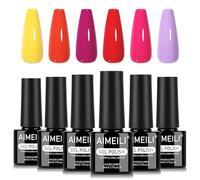 AIMEILI Smalto Semipermanente Unghie Neon 6 Colori Kit Semipermanente Unghie UV LED Soak Off Smalti Gel Colorati Nail Art 5ml Kit 6-92