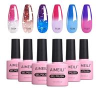 AIMEILI Smalto Semipermente Kit Semipermanente Unghie in Gel UV LED Smalti Colorati Gel per Manicure Soak Off Glitter che Cambia Colore con la Temperatura Gel Polish Set 6 x 10 ml - Set Numero 14