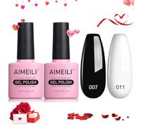 AIMEILI Smalto Semipermente per Unghie in Gel Nero e Bianco Set UV LED Smalti per Unghie Colori per Manicure