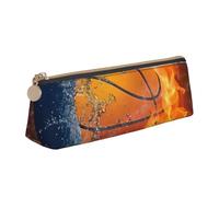 AIMeinn Basket On Fire e Water Flame Splashing Stampa Alta Capacità Astuccio In Pelle 8.3 X 2.2 X2.4 pollici Scuola Viaggio Organizzazione Trucco