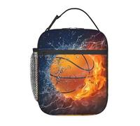 AIMeinn Basket On Fire e Water Flame Splashing Stampa Leggera Scuola Isolata Lunch Bag Portatile Funzionale Tote Famiglia Viaggi College