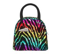AIMeinn Borsa termica per il pranzo, leggera, con stampa arcobaleno e zebra, portatile, funzionale, per famiglia, viaggi, scuola, università