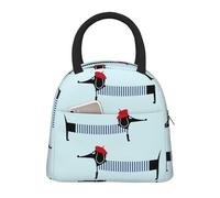 AIMeinn Borsa termica per il pranzo, leggera, con stampa bassotto parigino, portatile, funzionale, per famiglia, viaggi, scuola, università