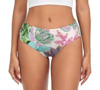 AIMeinn Colorato Succulente Stampa Versatile Donne Alla Moda Flessibilità Elastico Panty Comodi Slip Sensazione Delicato, Nero , S