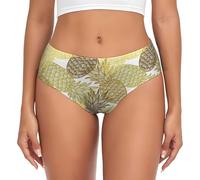 AIMeinn Esotico Tropicale Ananas Stampa Versatile Elegante Donne Flessibilità Elastico Panty Confortevole Slip Sensazione Delicato, Nero , M
