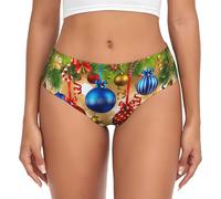 AIMeinn Merry Christmas Print Versatile Elegante Donna Flessibilità Elastico Panty Comodi Slip Sensazione Delicato, Nero , S