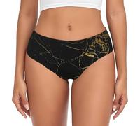 AIMeinn Oro Nero Carta Da Parati Stampa Versatile Donne Alla Moda Flessibilità Elastico Panty Confortevole Slip Sensazione Delicato, Nero , M