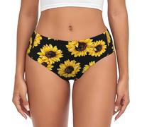 AIMeinn Stampa Girasole Versatile Elegante Donna Flessibilità Elastico Panty Comodi Slip Sensazione Delicato, Nero , M