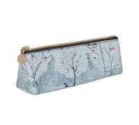 AIMeinn Uccelli nel parco in un giorno di neve stampa alta capacità astuccio in pelle 8,3 x 2,2 x 2,2 x 2,4 cm scuola viaggio organizzazione trucco