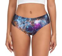 AIMeinn Universo Galaxy Spazio Stampa Versatile Elegante Donne Flessibilità Elastico Panty Comodi Slip Sensazione Delicato, Nero , L