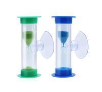 AIMEKE 2 clessidra per 3 minuti, lavaggio a clessidra, per bambini, con ventosa, timer di sabbia, clessidra, set per bambini, orologio per dentatura, cucina, aule, gestione del tempo (verde + blu)