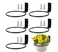Aimeke 5 Pezzi Staffa Anello Vaso di Fiori Anelli Portavasi da Parete in Metallo da 10 cm con Accessori di Montaggi Portavaso da Parete per Casa, Giardino, Balcone