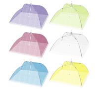 Aimeke 6 Pezzi Coprivivande a Rete Pieghevole 33 × 33 cm Copertura Alimentare Pieghevoli Copertura Antimosche per Alimenti per Frutta BBQ Picnic (6 Colori)