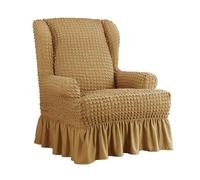 AIMENJOY Copripoltrona Elasticizzato Copripoltrona con Orecchie Copripoltrona per Soggiorno Camera da Letto Hotel, 1 Pezzo Copridivano con Schienale Alto e Elastico con Gonne a Volant (Dark yellow)