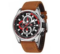 AIMES Orologi da uomo cronografo impermeabile sportivo militare orologio da uomo analogico al quarzo elegante orologio da polso elegante regalo per uomo, A4-Marrone nero, Orologio casual di affari del vestito sportivo di modo