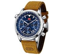 AIMES Orologi da uomo cronografo impermeabile sportivo militare orologio da uomo analogico al quarzo elegante orologio da polso elegante regalo per uomo, A2-marrone blu