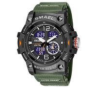 AIMES Orologi da uomo per sport all'aria aperta, impermeabile, militare, tattico, digitale, analogico, con data, multi funzione, con grande quadrante con allarme, cronometro per uomo, Verde militare,