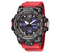 AIMES Orologi da uomo per sport all'aria aperta, impermeabile, militare, tattico, digitale, analogico, con data, multi funzione, con grande quadrante con allarme, cronometro per uomo, C-red, Large,