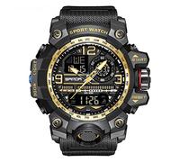 AIMES Orologi da uomo Sport Outdoor Impermeabile Militare Orologio Data Multi Funzione Tattica Orologi da Uomo Grande Doppio Display LED Allarme Cronometro Orologio da Polso, 3133-Oro nero, Abito