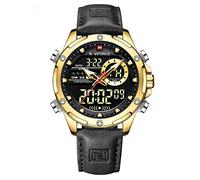 AIMES Orologio da uomo casual con cronografo, impermeabile, sportivo, militare, analogico, movimento al quarzo, elegante orologio da polso elegante regalo per uomo, B2-oro Nero, Cronografo, digitale