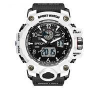 AIMES Orologio da uomo sportivo impermeabile militare da uomo orologio tattico analogico digitale data sveglia cronometro tattica tattica tattica grande orologio da polso da uomo, bianco nero-3169,