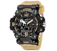 AIMES Orologio da uomo sportivo impermeabile militare da uomo orologio tattico analogico digitale data sveglia cronometro tattica tattica tattica grande orologio da polso da uomo, 8072-Cachi, Abito