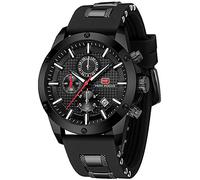 AIMES Orologio da uomo sportivo, militare, impermeabile, cronografo, analogico, al quarzo, quadrante grande, classico, elegante, alla moda, casual, per lavoro, lavoro, regalo elegante per uomo, Nero ,