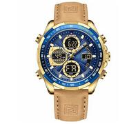 AIMES Orologio da uomo sportivo, militare, impermeabile, cronografo, analogico, al quarzo, quadrante grande, classico, elegante, alla moda, casual, per lavoro, lavoro, regalo elegante per uomo, N-oro