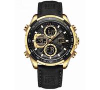 AIMES Orologio da uomo sportivo, militare, impermeabile, cronografo, analogico, al quarzo, quadrante grande, classico, elegante, alla moda, casual, per lavoro, lavoro, regalo elegante per uomo, N-oro