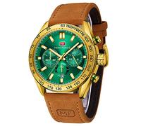 Orologi sportivi da uomo Militare Impermeabile Multifunzione Orologio Cronografo Luminoso Cinturino in Silicone Orologi Casual per Uomo Moda Business Orologio da Polso, Marrone e verde.