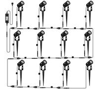AIMHEIM Faretti da Giardino con Picchetto 3W Faretti da Giardino Luci Proiettore LED Spot Esterno Bianco Caldo Faretto Led da Esterno 12V 12 in 1 Faretti Led Esterno per Giardino,Vialetto,Cortile