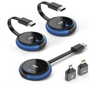 AIMIBO Trasmettitore Wireless HDMI 2 & 1 ricevitore, HDMI Wireless Multiple TXs 165FT/50M, 4K Decoding 5G Video Streaming HDMI Trasmissione radio per computer portatile/DSLR/TV Box/PC/Phone to