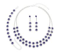 Aimilcall Set di gioielli da sposa con strass, collana, orecchini e braccialetto, set formale per donne e spose, Medio, Lega di acciaio, Cristallo