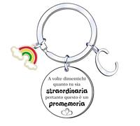 AIMINI Ispirativo regalo portachiavi, argento A-Z 26 lettera iniziale ciondolo portachiavi a volte dimenticati quanto tu sia straordinaria pertanto questo è un promemoria Per Figlia Sorella Amici (C)