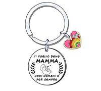 AIMINI Portachiavi Regalo per Mamma - Portachiave con Figlia Figlio per Festa della Mamma, Ti Voglio Bene