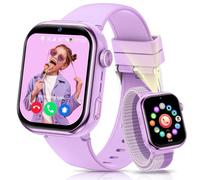 AIMIUVEI 4G Smartwatch Bambini, 1,83''HD Orologio Smartwatch Bambini con GPS e Chiamate, Batteria da 800 mAh, Videochiamate, Chat Vocale, WiFi/LBS/SOS/SMS, Modalità Classe, Contapassi, Sveglia (Viola)