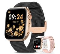AIMIUVEI Smartwatch Donna con Chiamate, 1.85" Always-On Display Smartwatch con 3 Cinturini Monitoraggio Ciclo 120+ Modalità Sport Cardiofrequenzimetro SpO2 Sonno IP68 Notifiche iOS Android OroNero
