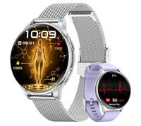 AIMIUVEI Smartwatch Donna Salute, ECG/HRV/BMI, Pressione Sanguigna, Argento | Orologio Piccolo con 1,32" AMOLED, Frequenza Cardiaca, SpO2, Sonno, Fisiologia Feminile, Micro-Check, 130+ Sport, Android iOS